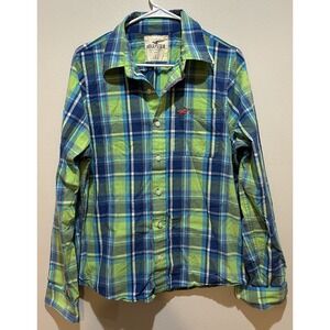 Hollister Men's Flannel Button Up‎ Long Sleeve Shirt Size Large